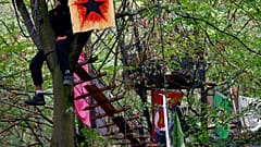 Le capanne costruite dai militanti ecologisti nella foresta di Hambach