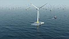 Simulation en images de synthèse d'un futur parc d'éoliennes en mer