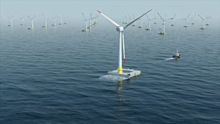 Simulation en images de synthèse d'un futur parc d'éoliennes en mer