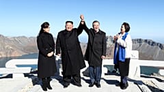 Moon Jae-in and North Korean leader Kim Jong Un