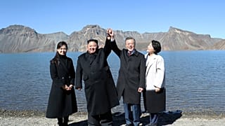 Корейские лидеры на горе Пэктусан