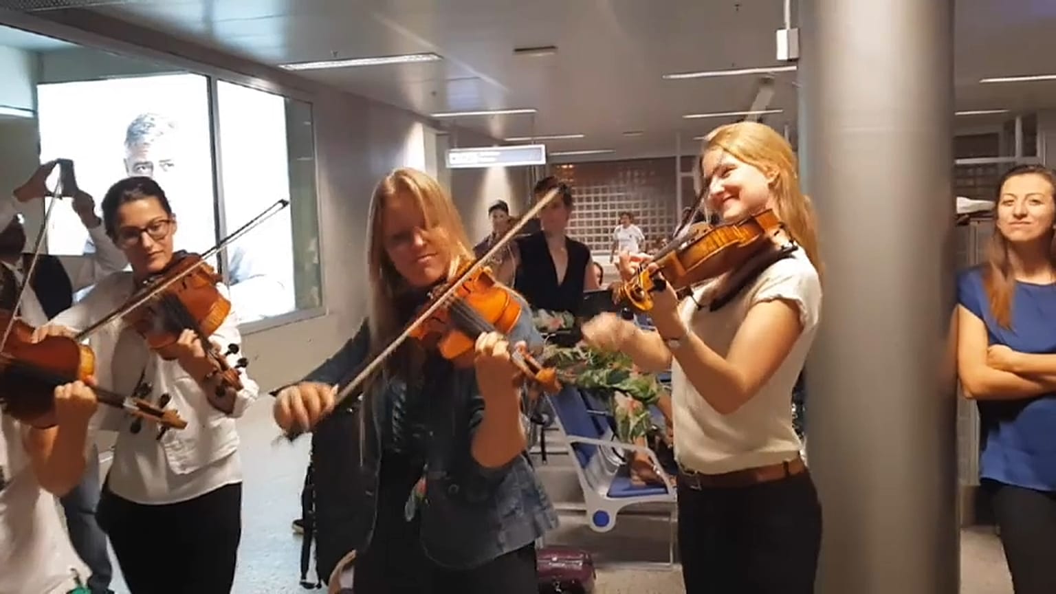 Playing Vivaldi in Geneva airport 
