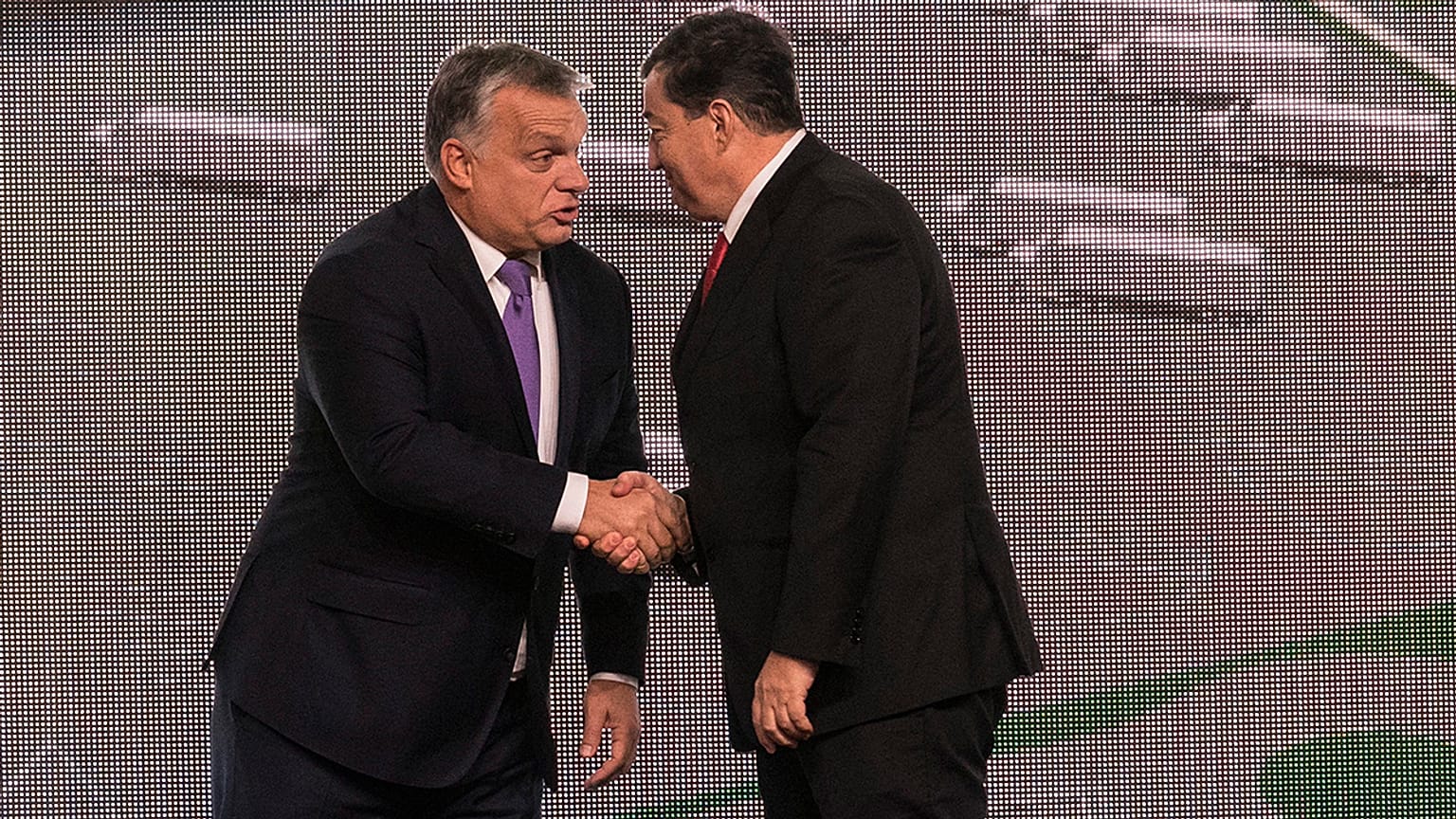 Orbán Viktor és Mészáros Lőrinc Tiszapüspökiben 2017. október 30-án