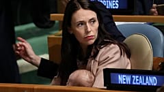 Ardern mit ihrer Tochter Neves bei der UN-Generalversammlung