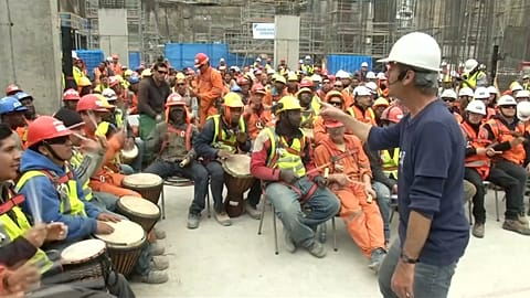 Watch: Chilean construction workers play drums to avoid stress at their workplace