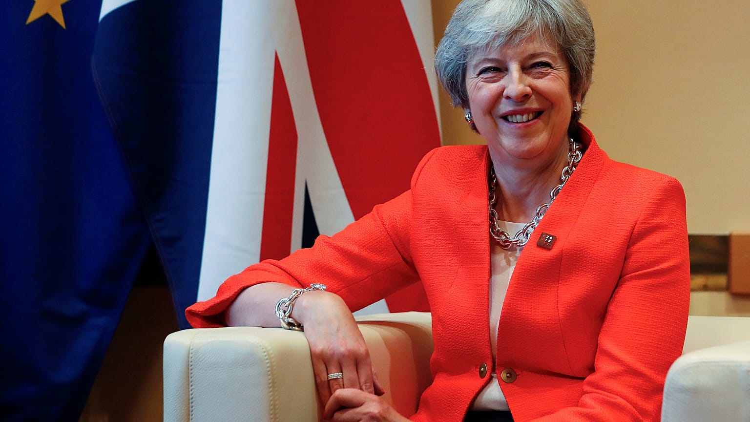 UK Prime Minister Theresa May attends a summit of EU leaders in Salzburg