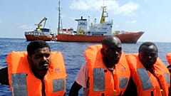 Migrants are rescued by SOS Mediterranee organisation 