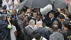 Emmanuel Macron in Quartier d'Orleans, Saint Martin, September 29, 2018