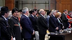 El presidente de Bolivia, Evo Morales, en La Haya