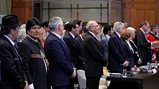 El presidente de Bolivia, Evo Morales, en La Haya