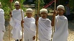 Watch: Schoolchildren dress as Gandhi amid birthday celebrations