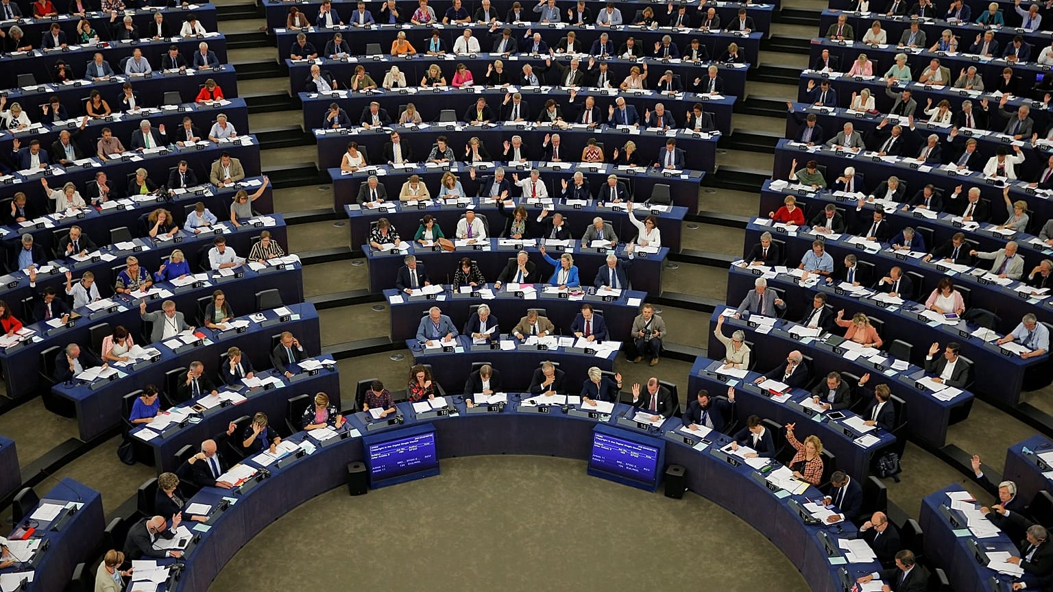 MEPs take part in a voting session at the European Parliament in Strasbourg