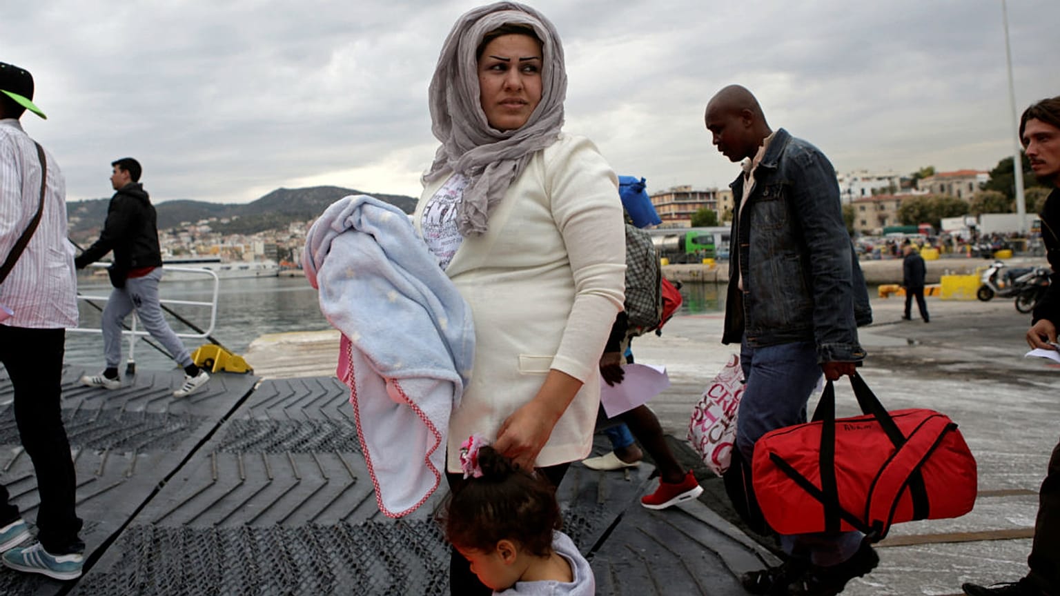 migrant child island of Lesbos