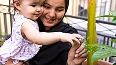 Soraya, 24, from Afghanistan with her daughter