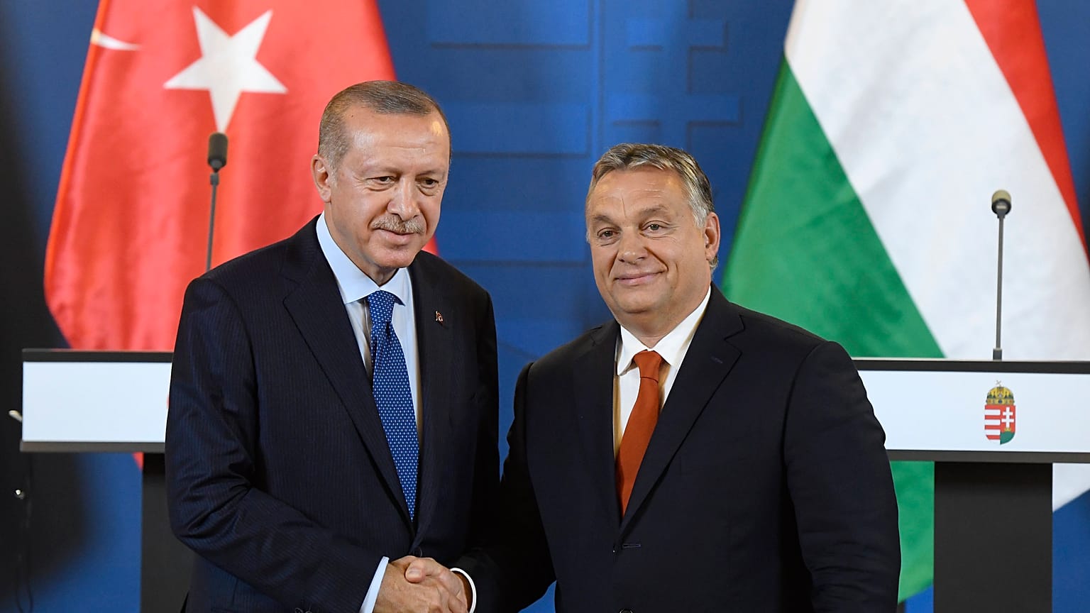 Recep Tayyip Erdogan és Orbán Viktor az Országházban 2018. október 8-án