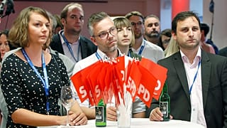 Supporters of the SPD in Munich, Germany, October 14, 2018