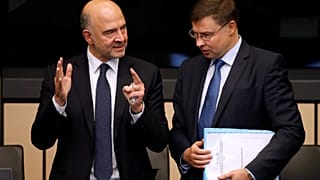 Pierre Moscovici et Valdis Dombrovskis, commissaires européens