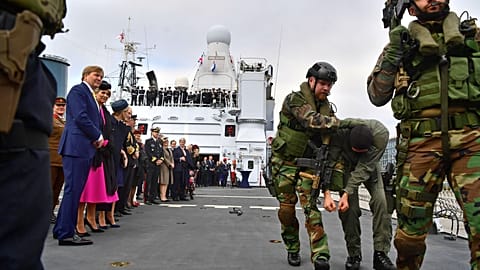 Dutch royals watch Marines demonstration on river Thames in London