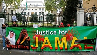 Demonstration outside Saudi Arabian Embassy in London