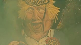 Boris Johnson effigy going up in flames