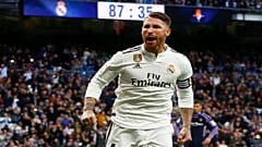  راموس لاعب ريال مدريد يحتفل بإحراز هدف في مرمى ريال بلد الوليد 03-11-2018