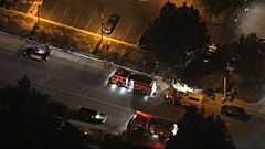 Feuerwehr und Polizei aus Hubschrauberperspektive