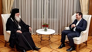 Aleksis Çipras ile Yunanistan Ortodoks Kilisesi Başpiskoposu İeronomios