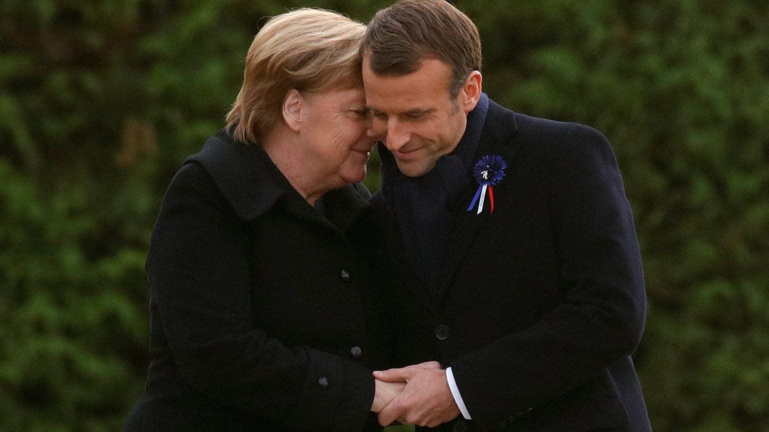 Merkel e Macron na cerimónia do centenário do armistício