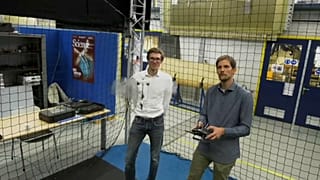 The researchers from Delft University of Technology with DelFly Nimble