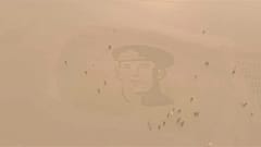 Soldaten in den Sand gemalt