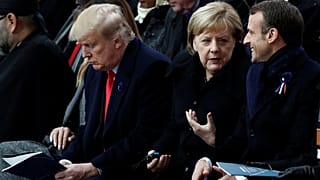 Emmanuel Macron, Angela Merkel and Donald Trump
