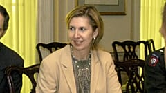 Mira Ricardel takes part in a meeting at the Pentagon in 2003.