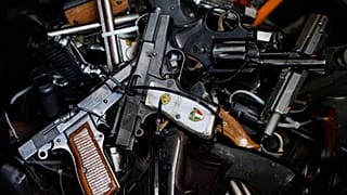 File photo of handguns after a buyback programme in Los Angeles