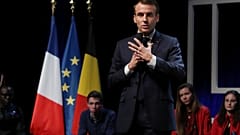 Emmanuel Macron lors d'une conférence à l'Université Catholique de Louvain