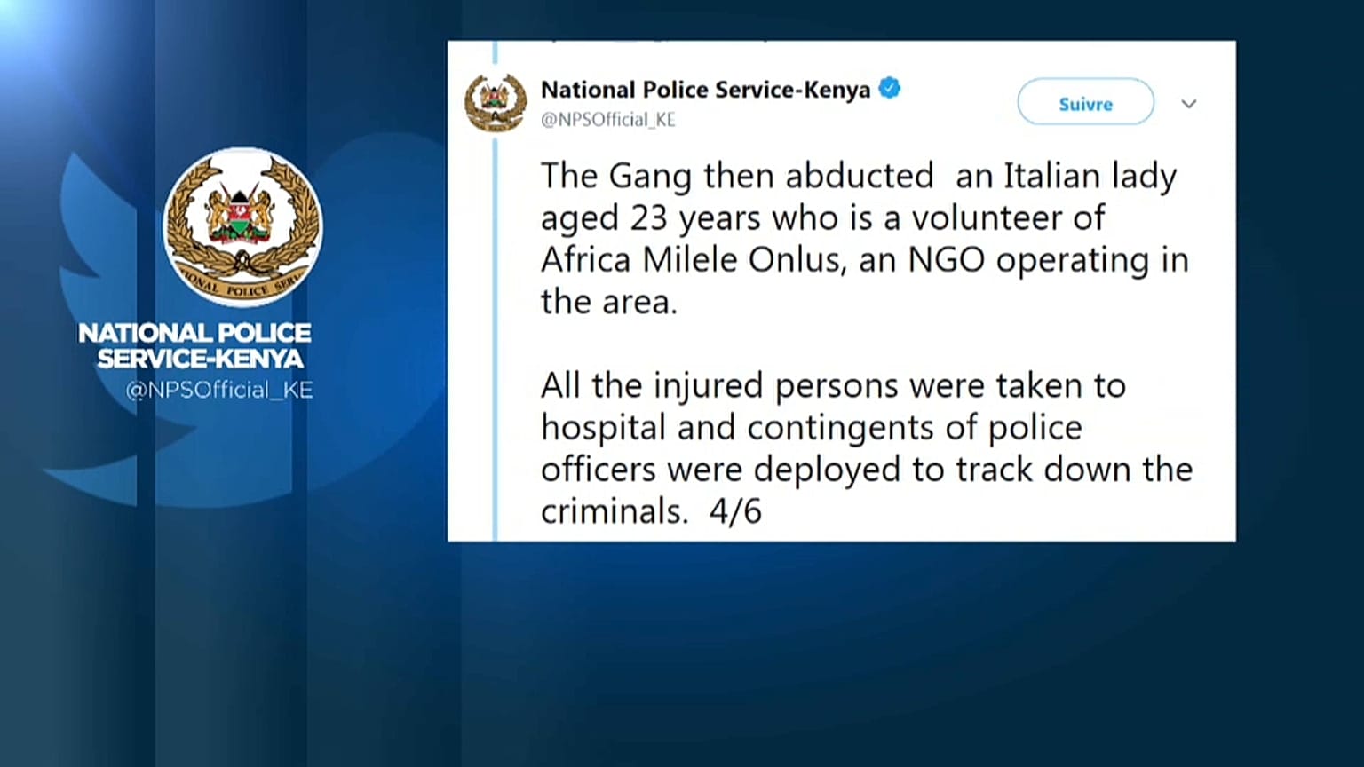 Kenya : une jeune bénévole italienne kidnappée 