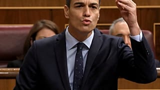 Spain's Prime Minister Pedro Sanchez speaks during a session at Parliament