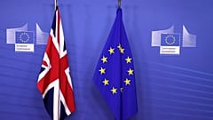 British and EU flags at the EC headquarters in Brussels