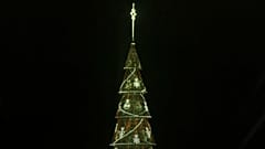 Floating Christmas tree lights up Rio de Janeiro's night sky