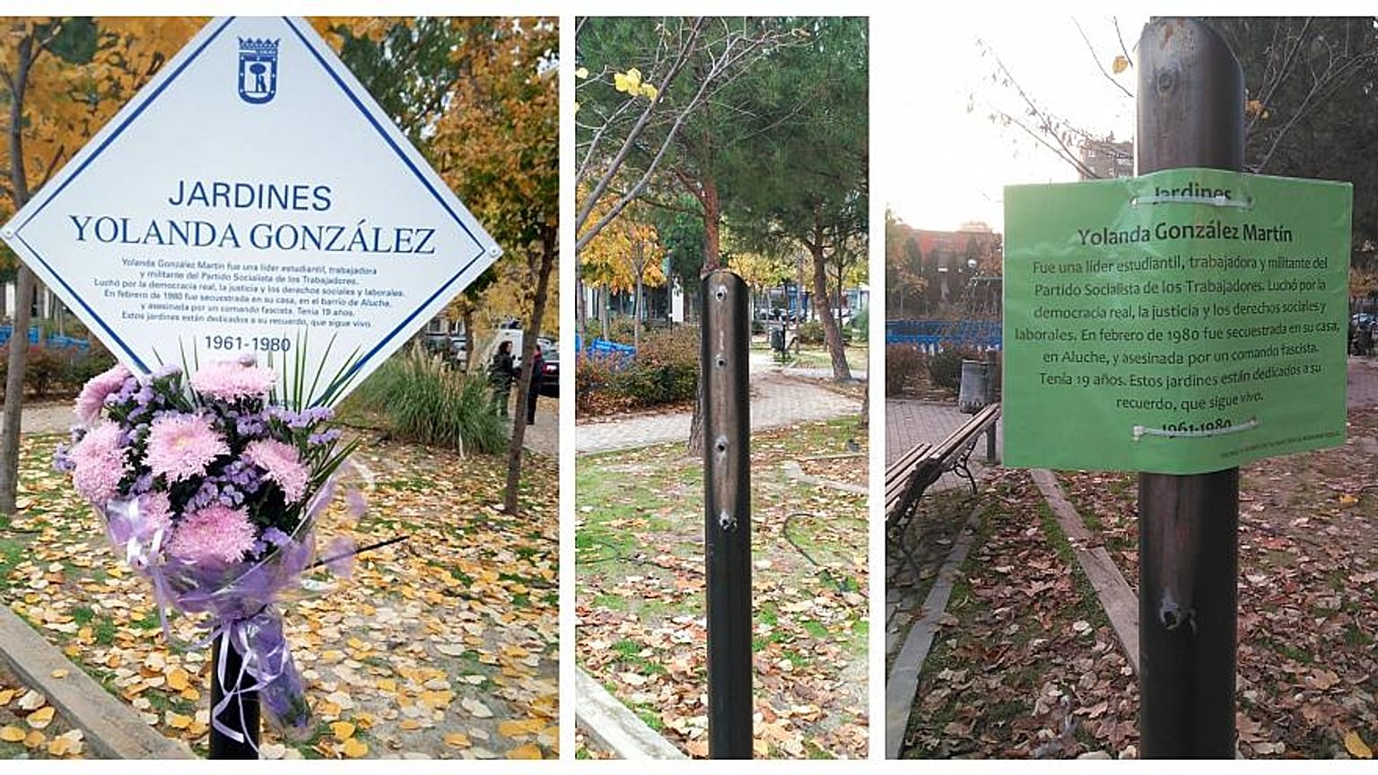 Das Denkmal, wie es ursprünlich aussah (links), und die neue Plakette.