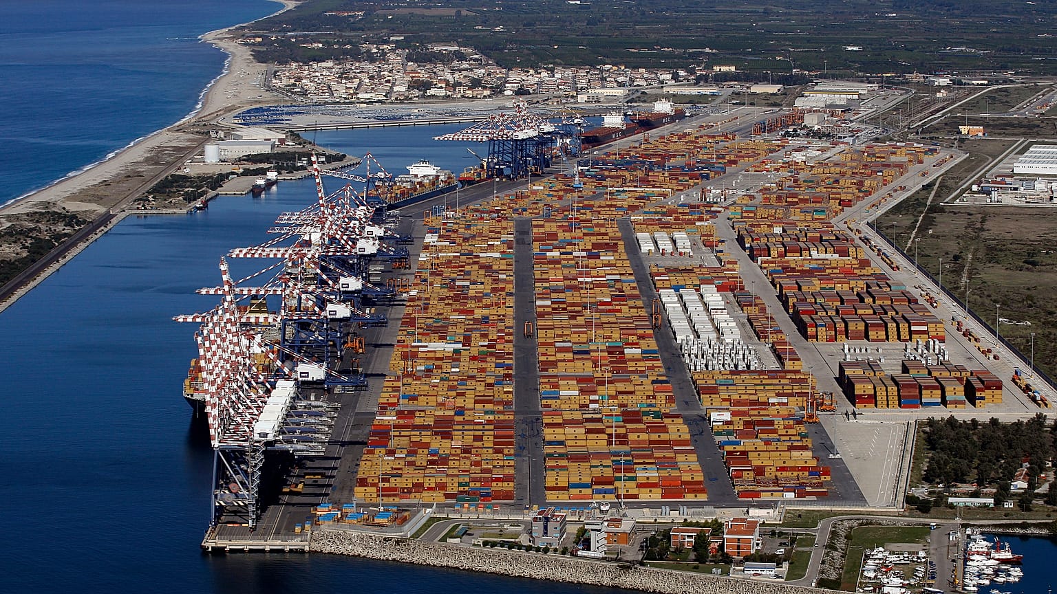 Italy's biggest container port Gioia Tauro in calabria