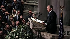 George W Bush delivers a eulogy at his father's funeral