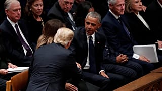 Watch: Trump snubs Clintons at George H.W. Bush funeral 