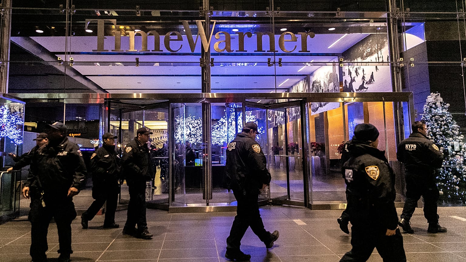 Police at the Time Warner Centre building