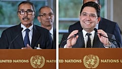 Negociadores del F. Polisario Jatri Aduh (i) y Marruecos Naser Burita (d)