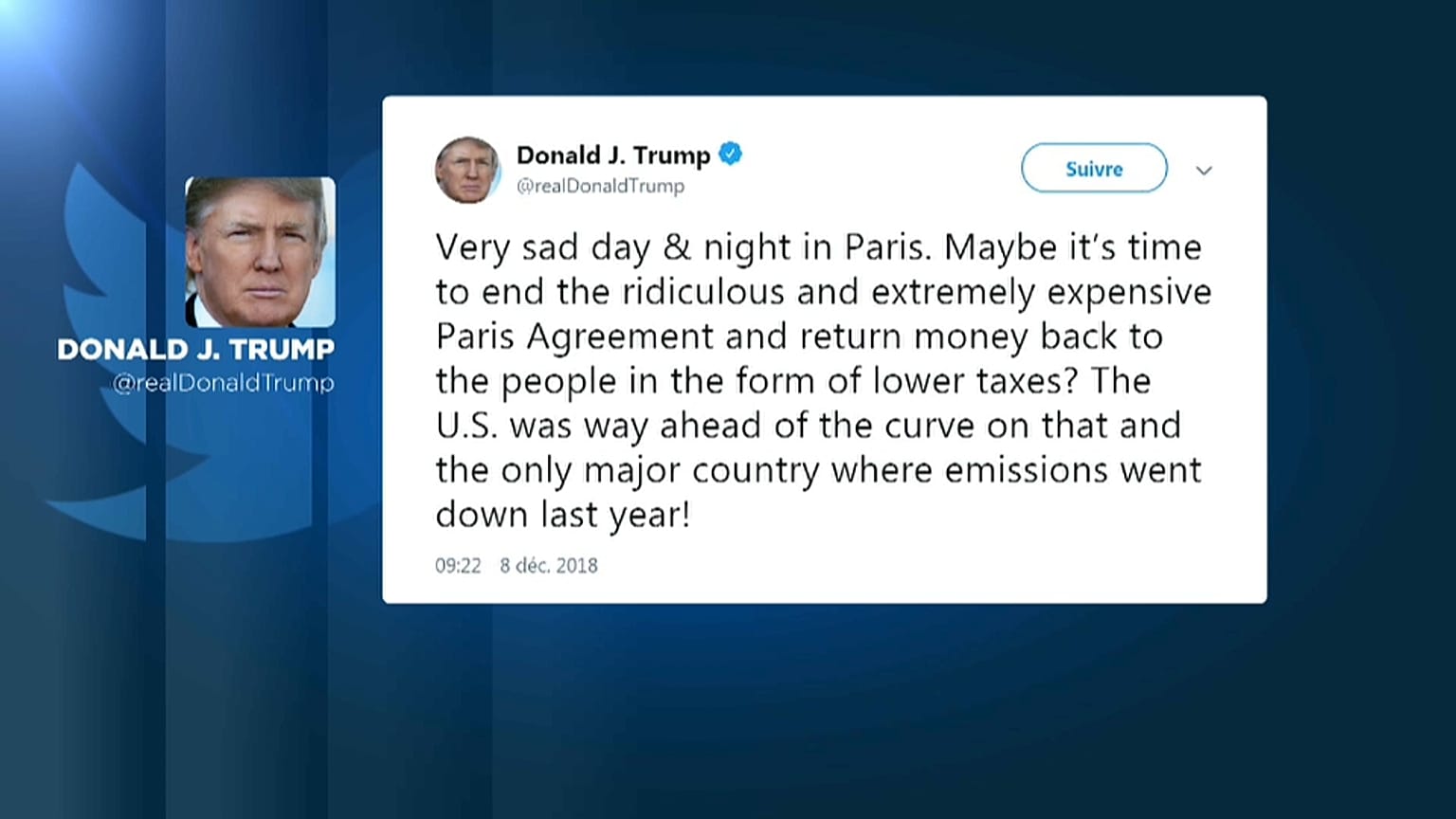 Trump tifa per i gilet gialli: "Colpa dell'accordo di Parigi sul clima"