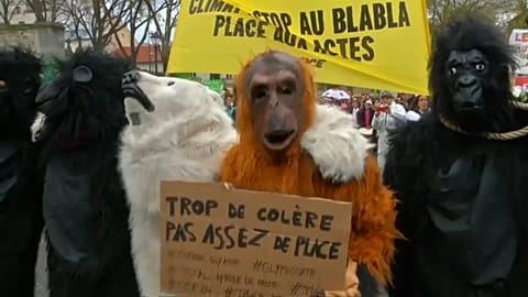 Paris'te çevrecilerden danslı müzikli eylem
