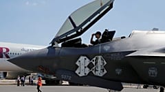 A US airman in the cockpit of a Lockheed Martin F-35 Lightning II aircraft