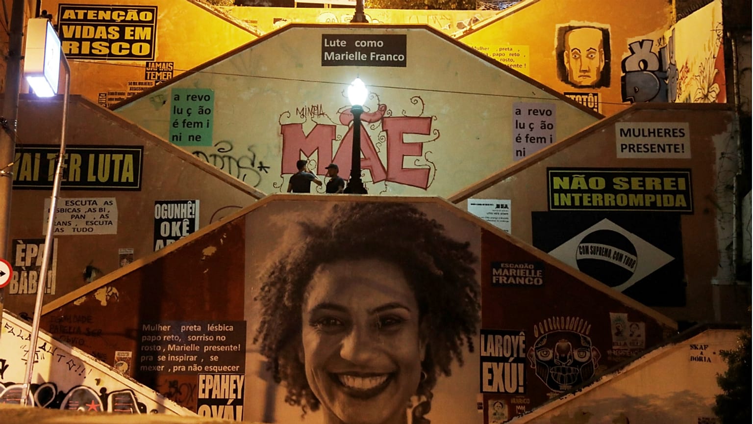 Mural em São Paulo em tributo à vereadora assassinada Marielle Franco