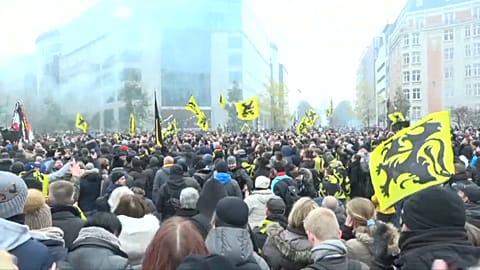 Protesters in Brussels rally against UN migration pact