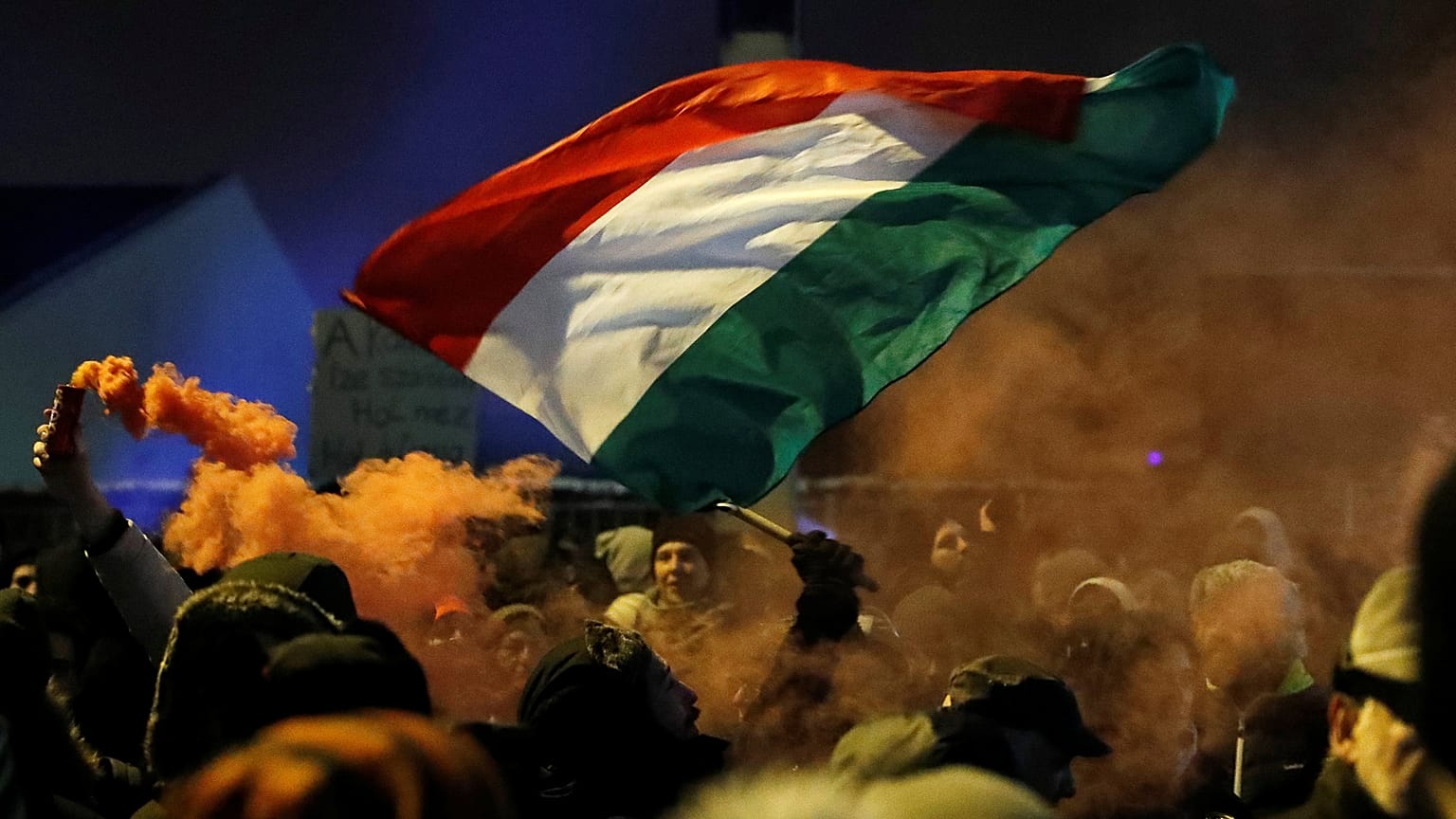 Protesters at Budapest in Hungary